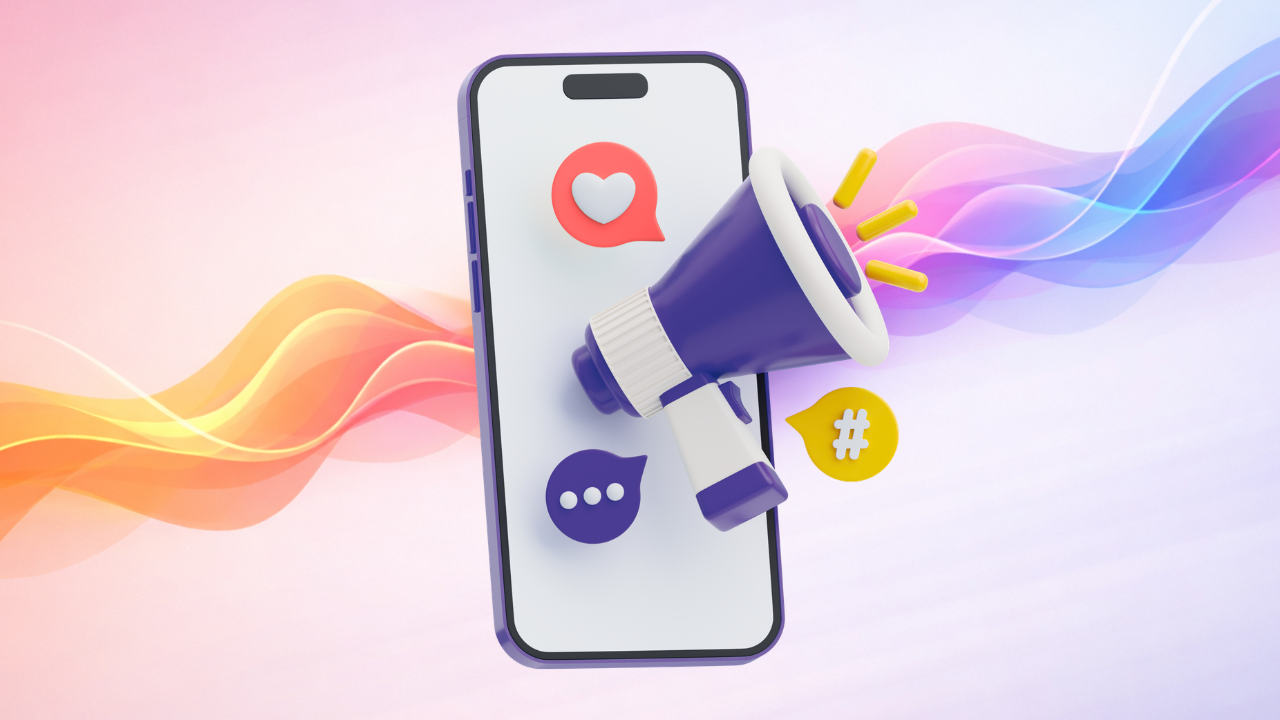 Abstract style android phone with audio waves suggesting screen reader functionality